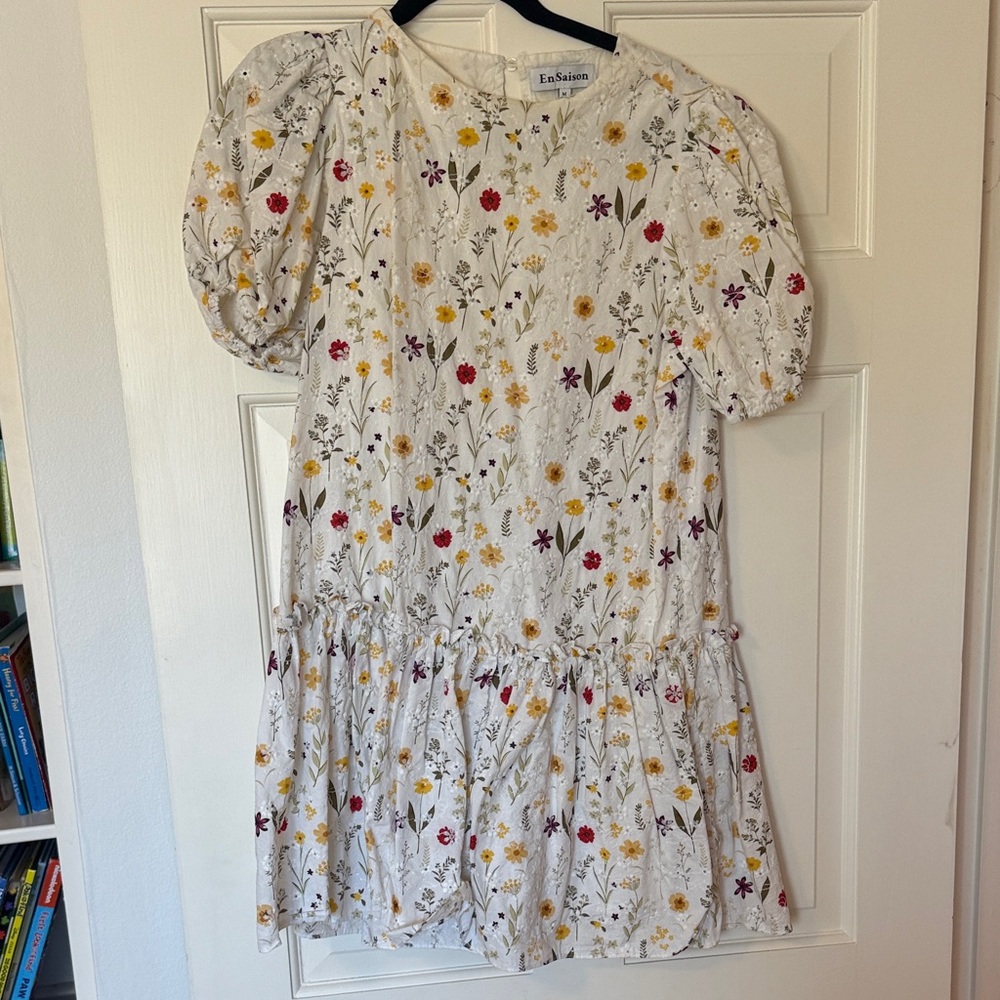En Saison Floral Mini Dress - White, Yellow, Red, Purple